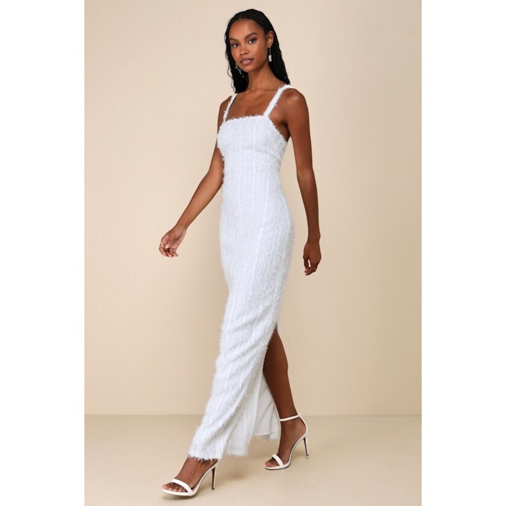Lulus Sensational Invite White Textured Knit Sleeveless Maxi Dress - Size S